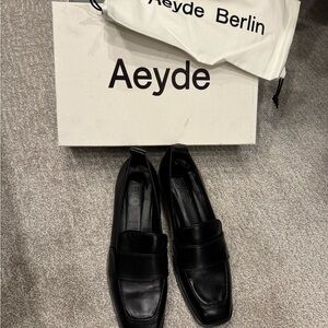 Aeyde Black Leather Loafers